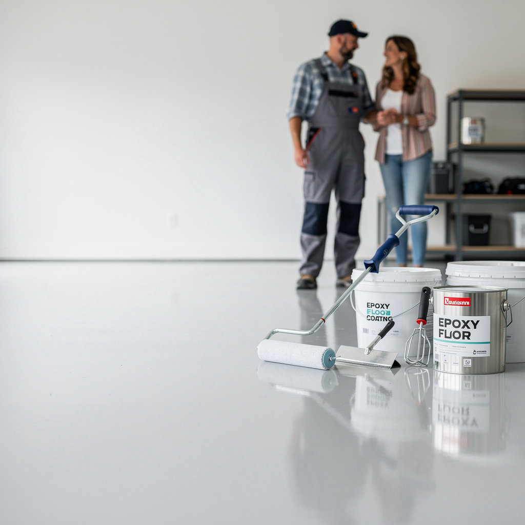 UCoat It epoxy flooring system applied in a clean, durable finish for industrial or commercial use